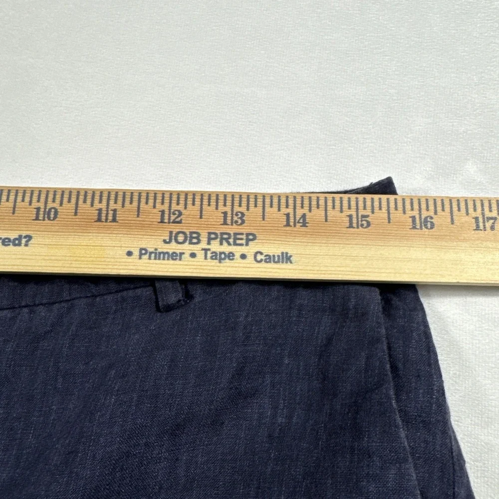 Zara Basic's Pants Women's Size 6 Navy Blue 100% Linen Minimalist Trousers‎